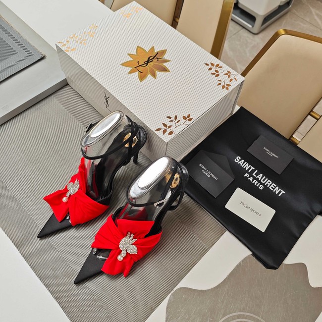 Saint Laurent AMALIA slingback pumps in satin crepe Heel 10.5CM 35964-9