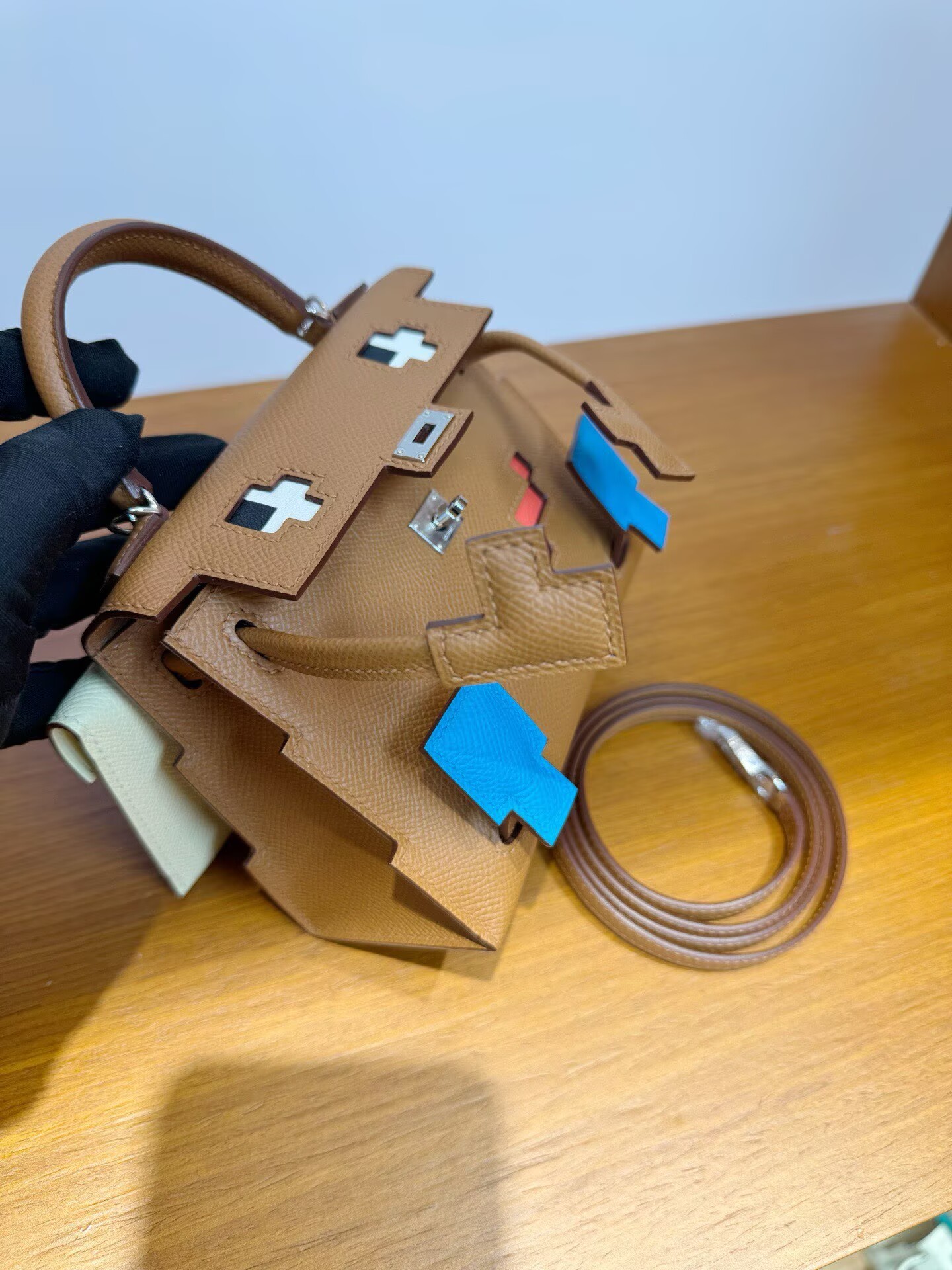 Hermes Original Epsom Leather Mosaic Figure Bag H6302 Brown Hermes Original Epsom Leather Mosaic Figure Bag H6302 Brown