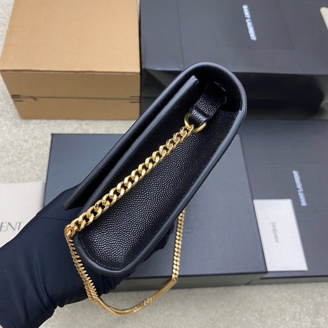 SAINT LAURENT KATE clutch in grain de poudre leather 851921 black