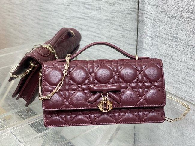 My Dior Mini Bag Cannage Lambskin S0984PU wine red