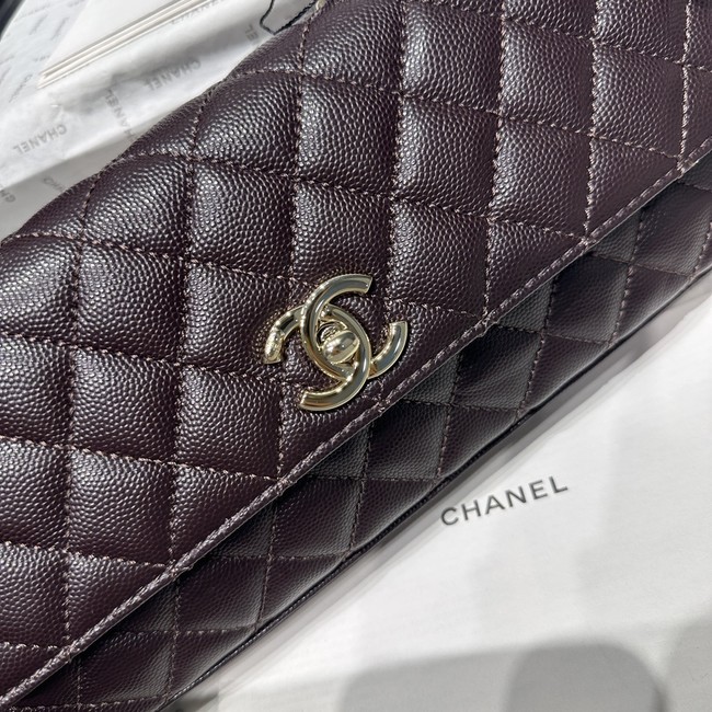 Chanel Maxi Flap Bag With Top Handle AS6091 dark brown