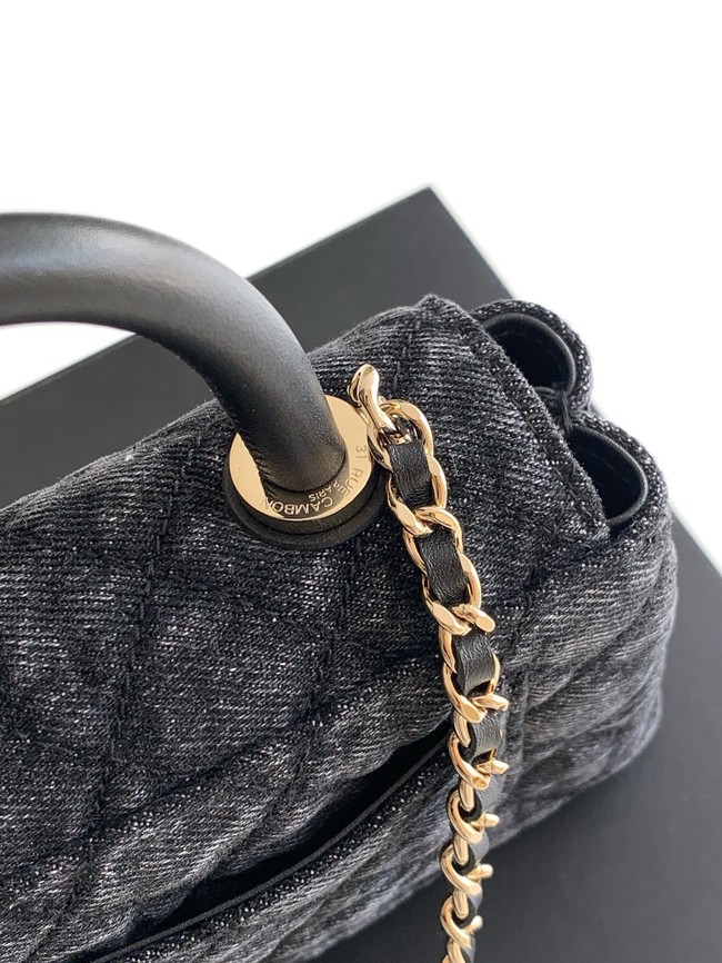 Chanel nano Flap Bag with Top Handle AS4244 denim black