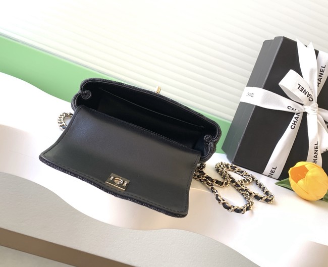 Chanel nano Flap Bag with Top Handle AS4244 denim black