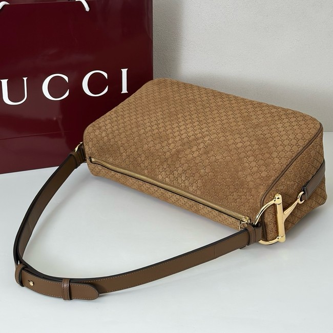 Gucci medium suede shoulder bag 862530 camel