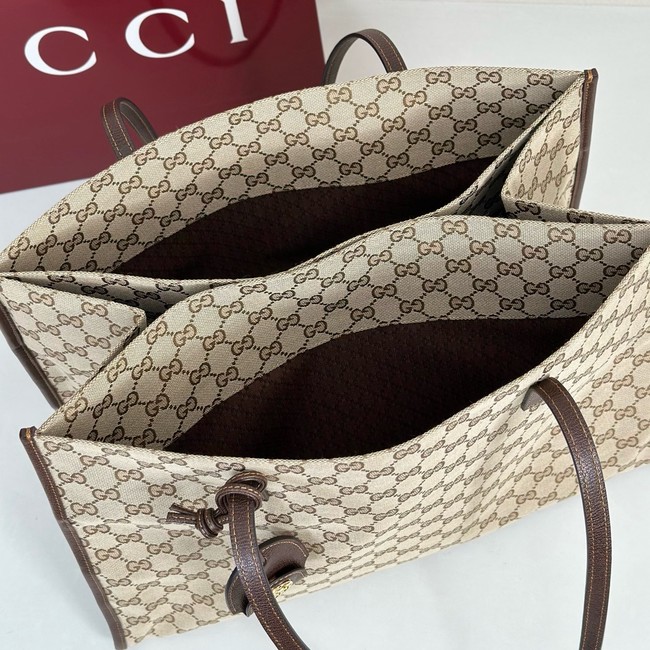 Gucci Large tote bag with charm 875056 dark brown GG canvas