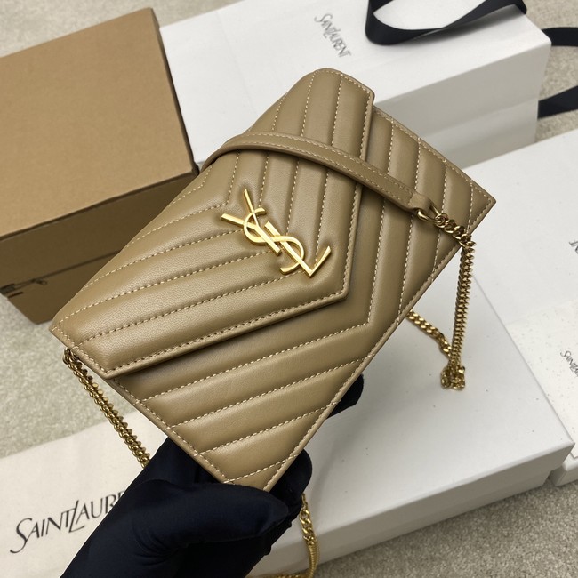 SAINT LAURENT WOC Classic Monogramme Flap Bag 441974 Khaki