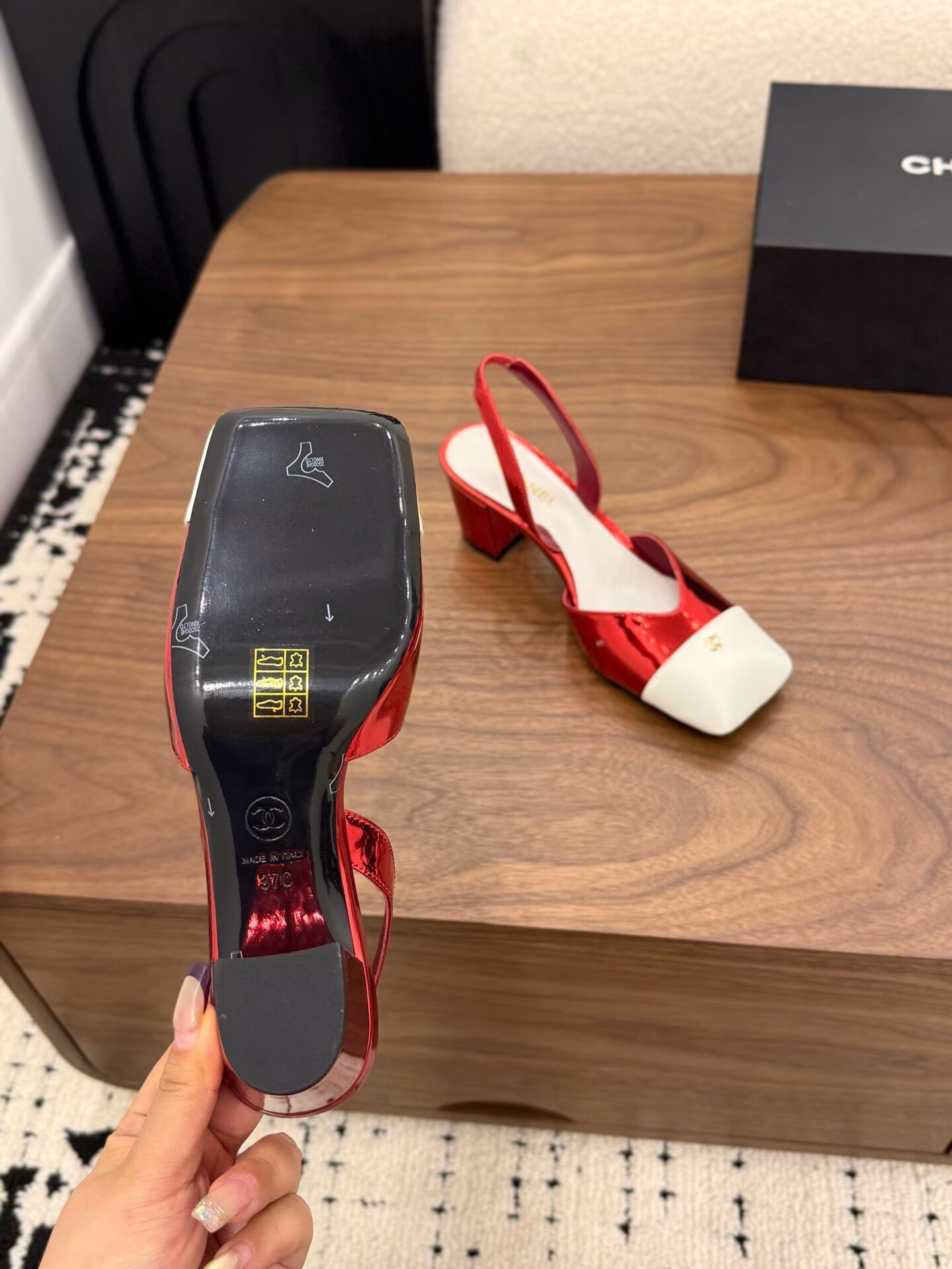 Chanel Pumps Lambskin heel G47189 White&Red