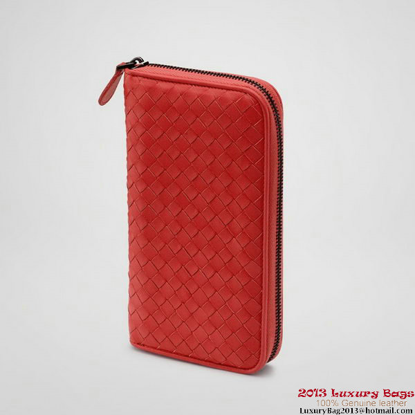 Bottega Veneta 114076 V001N 7501 Intrecciato Nappa Zip Around Wallet Fire Bottega Veneta 114076 V001N 7501 Intrecciato Nappa Zip Around Wallet Fire