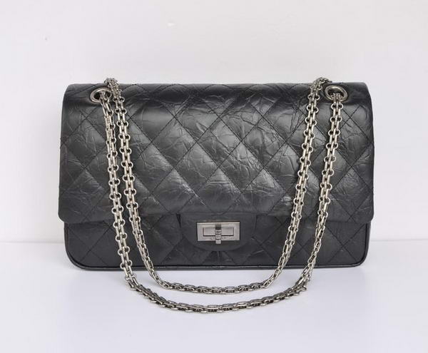 Chanel Classic Falp Bag Black Glazed Crackled Leather A28668 Black Silver Chanel Classic Falp Bag Black Glazed Crackled Leather A28668 Black Silver