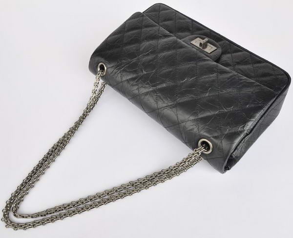 Chanel Classic Falp Bag Black Glazed Crackled Leather A28668 Black Silver Chanel Classic Falp Bag Black Glazed Crackled Leather A28668 Black Silver
