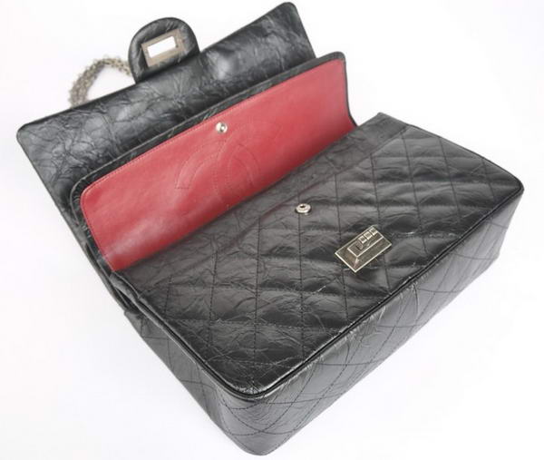 Chanel Classic Falp Bag Black Glazed Crackled Leather A28668 Black Silver Chanel Classic Falp Bag Black Glazed Crackled Leather A28668 Black Silver
