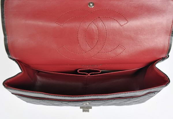 Chanel Classic Falp Bag Black Glazed Crackled Leather A28668 Black Silver Chanel Classic Falp Bag Black Glazed Crackled Leather A28668 Black Silver