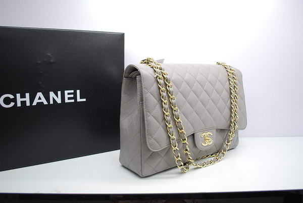 Chanel Maxi Double Flaps Bag A36098 Grey Original Caviar Leather Gold Chanel Maxi Double Flaps Bag A36098 Grey Original Caviar Leather Gold