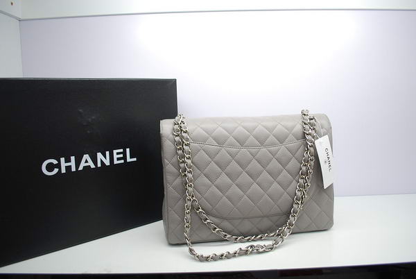 Chanel Maxi Double Flaps Bag A36098 Grey Original Caviar Leather Silver Chanel Maxi Double Flaps Bag A36098 Grey Original Caviar Leather Silver