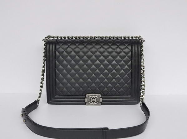Chanel A67087 Black Sheepskin Leather Le Boy Flap Shoulder Bag Chanel A67087 Black Sheepskin Leather Le Boy Flap Shoulder Bag