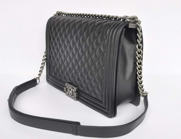 Chanel A67087 Black Sheepskin Leather Le Boy Flap Shoulder Bag Chanel A67087 Black Sheepskin Leather Le Boy Flap Shoulder Bag