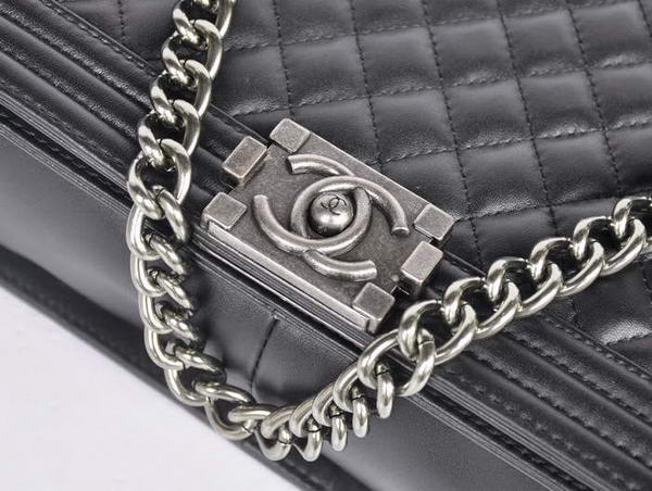 Chanel A67087 Black Sheepskin Leather Le Boy Flap Shoulder Bag Chanel A67087 Black Sheepskin Leather Le Boy Flap Shoulder Bag