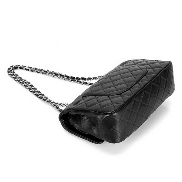 Chanel 2.55 Classic Series Flap Bag 1112 Black Leather Silver Hardware Chanel 2.55 Classic Series Flap Bag 1112 Black Leather Silver Hardware