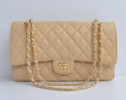 Chanel Classic 2.55 Series Apricot Caviar Golden Chain Quilted Flap Bag 1113 Chanel Classic 2.55 Series Apricot Caviar Golden Chain Quilted Flap Bag 1113