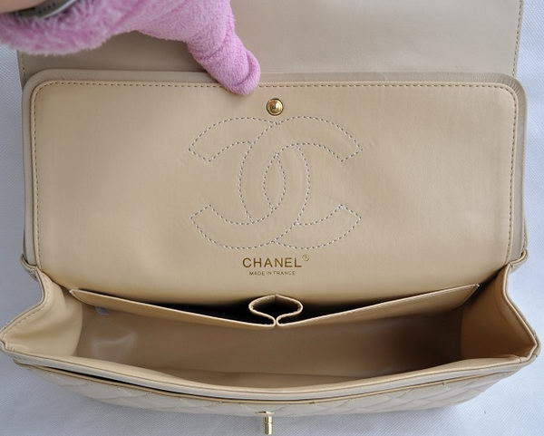 Chanel Classic 2.55 Series Apricot Lambskin Golden Chain Quilted Flap Bag 1113 Chanel Classic 2.55 Series Apricot Lambskin Golden Chain Quilted Flap Bag 1113