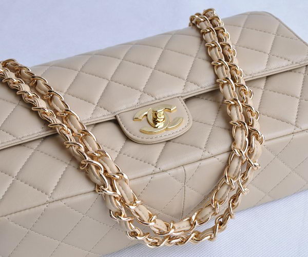 Chanel Classic 2.55 Series Apricot Lambskin Golden Chain Quilted Flap Bag 1113 Chanel Classic 2.55 Series Apricot Lambskin Golden Chain Quilted Flap Bag 1113
