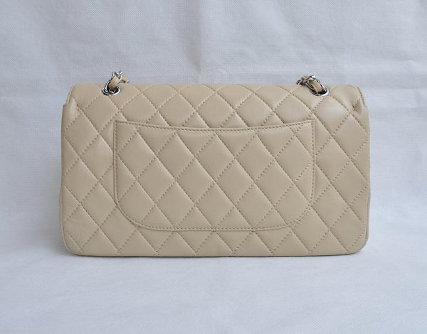 Chanel Classic 2.55 Series Apricot Lambskin Silver Chain Quilted Flap Bag 1113 Chanel Classic 2.55 Series Apricot Lambskin Silver Chain Quilted Flap Bag 1113