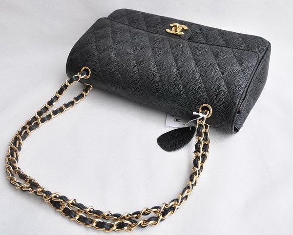 Chanel Classic 2.55 Series Black Caviar Golden Chain Quilted Flap Bag 1113 Chanel Classic 2.55 Series Black Caviar Golden Chain Quilted Flap Bag 1113
