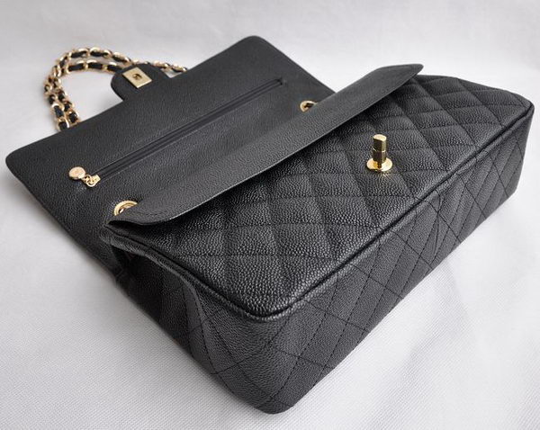 Chanel Classic 2.55 Series Black Caviar Golden Chain Quilted Flap Bag 1113 Chanel Classic 2.55 Series Black Caviar Golden Chain Quilted Flap Bag 1113