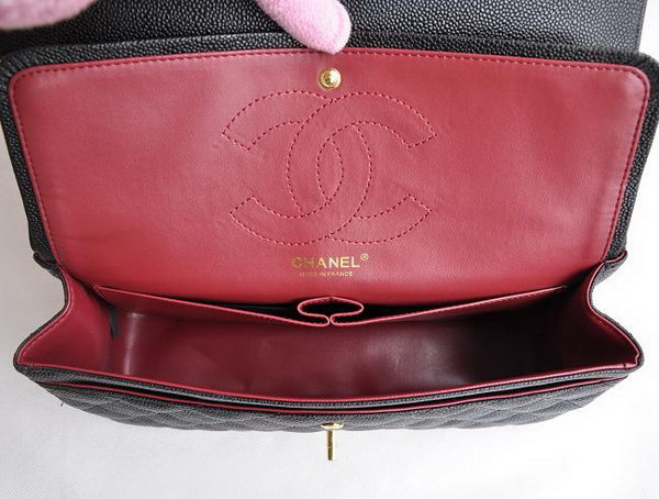 Chanel Classic 2.55 Series Black Caviar Golden Chain Quilted Flap Bag 1113 Chanel Classic 2.55 Series Black Caviar Golden Chain Quilted Flap Bag 1113
