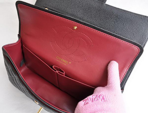 Chanel Classic 2.55 Series Black Caviar Golden Chain Quilted Flap Bag 1113 Chanel Classic 2.55 Series Black Caviar Golden Chain Quilted Flap Bag 1113