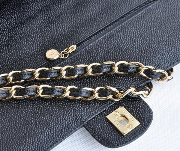 Chanel Classic 2.55 Series Black Caviar Golden Chain Quilted Flap Bag 1113 Chanel Classic 2.55 Series Black Caviar Golden Chain Quilted Flap Bag 1113