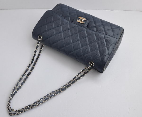 Chanel Classic 2.55 Series Light Blue Caviar Silver Chain Quilted Flap Bag 1113 Chanel Classic 2.55 Series Light Blue Caviar Silver Chain Quilted Flap Bag 1113