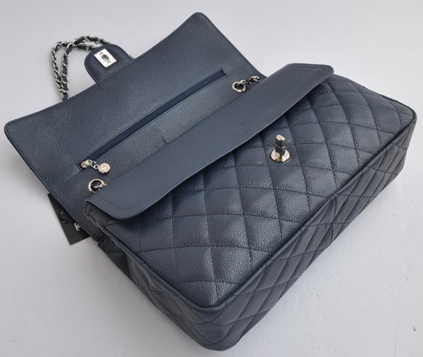Chanel Classic 2.55 Series Light Blue Caviar Silver Chain Quilted Flap Bag 1113 Chanel Classic 2.55 Series Light Blue Caviar Silver Chain Quilted Flap Bag 1113