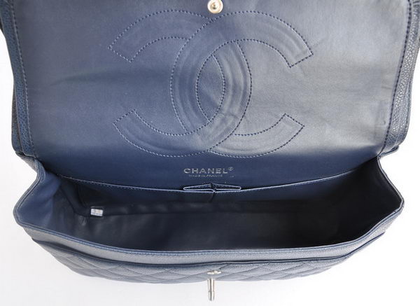 Chanel Classic 2.55 Series Light Blue Caviar Silver Chain Quilted Flap Bag 1113 Chanel Classic 2.55 Series Light Blue Caviar Silver Chain Quilted Flap Bag 1113