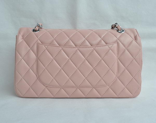 Chanel Classic 2.55 Series Pink Lambskin Silver Chain Quilted Flap Bag 1113 Chanel Classic 2.55 Series Pink Lambskin Silver Chain Quilted Flap Bag 1113