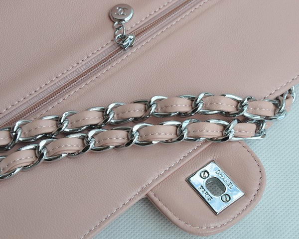 Chanel Classic 2.55 Series Pink Lambskin Silver Chain Quilted Flap Bag 1113 Chanel Classic 2.55 Series Pink Lambskin Silver Chain Quilted Flap Bag 1113