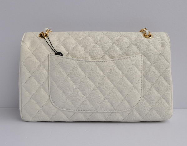 Chanel Classic 2.55 Series White Caviar Golden Chain Quilted Flap Bag 1113 Chanel Classic 2.55 Series White Caviar Golden Chain Quilted Flap Bag 1113