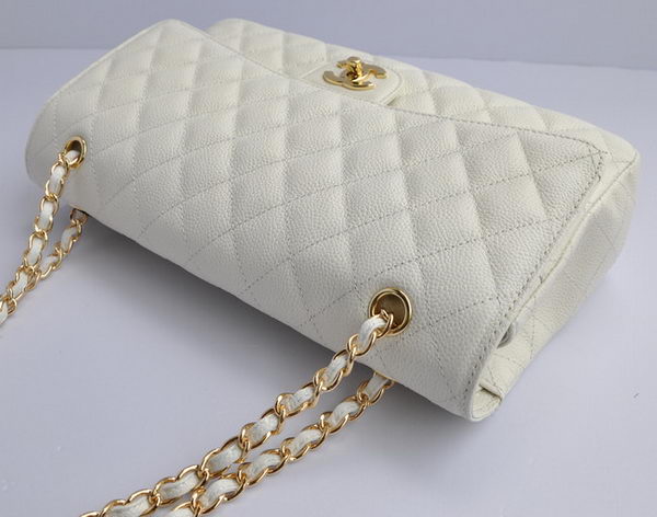 Chanel Classic 2.55 Series White Caviar Golden Chain Quilted Flap Bag 1113 Chanel Classic 2.55 Series White Caviar Golden Chain Quilted Flap Bag 1113