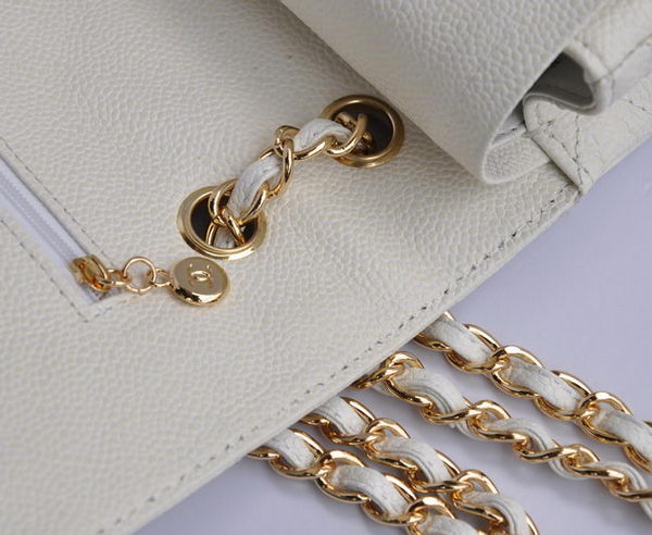 Chanel Classic 2.55 Series White Caviar Golden Chain Quilted Flap Bag 1113 Chanel Classic 2.55 Series White Caviar Golden Chain Quilted Flap Bag 1113