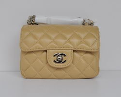 Chanel Classic Apricot Lambskin Silver Chain Quilted Flap Bag 1115 Chanel Classic Apricot Lambskin Silver Chain Quilted Flap Bag 1115