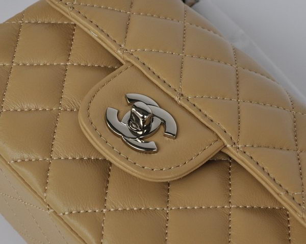 Chanel Classic Apricot Lambskin Silver Chain Quilted Flap Bag 1115 Chanel Classic Apricot Lambskin Silver Chain Quilted Flap Bag 1115