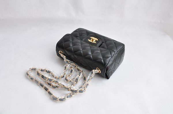 Chanel Quilted Flap Bag 1115 Black Lambskin Golden Chain Chanel Quilted Flap Bag 1115 Black Lambskin Golden Chain
