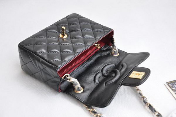 Chanel Quilted Flap Bag 1115 Black Lambskin Golden Chain Chanel Quilted Flap Bag 1115 Black Lambskin Golden Chain