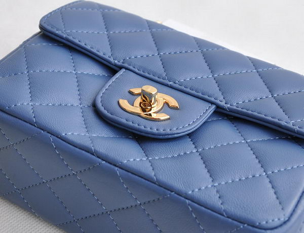 Chanel Classic Blue Lambskin Golden Chain Quilted Flap Bag 1115 Chanel Classic Blue Lambskin Golden Chain Quilted Flap Bag 1115