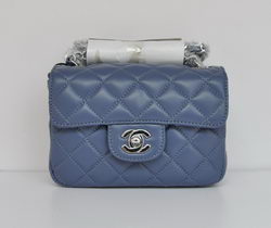 Chanel Classic Blue Lambskin Silver Chain Quilted Flap Bag 1115 Chanel Classic Blue Lambskin Silver Chain Quilted Flap Bag 1115