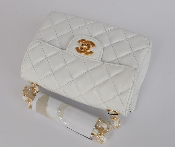 Chanel Classic White Lambskin Golden Chain Quilted Flap Bag 1115 Chanel Classic White Lambskin Golden Chain Quilted Flap Bag 1115