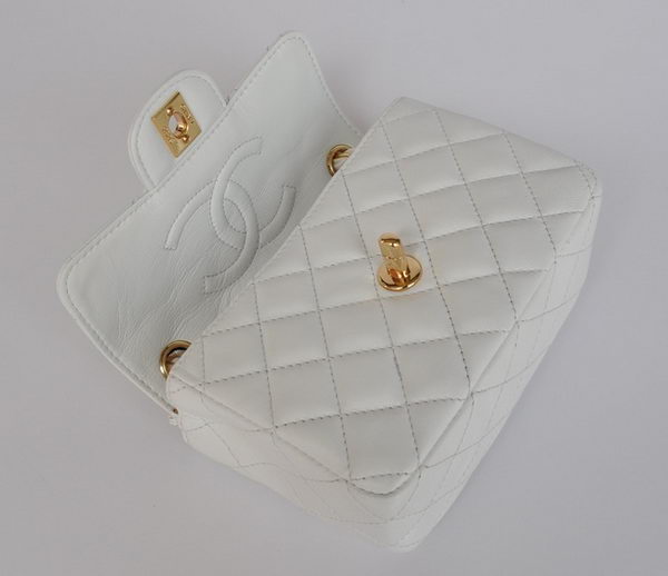 Chanel Classic White Lambskin Golden Chain Quilted Flap Bag 1115 Chanel Classic White Lambskin Golden Chain Quilted Flap Bag 1115
