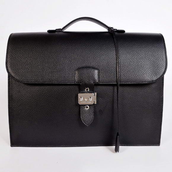 Hermes Sac Depeche 38cm Briefcase Clemence Black Hermes Sac Depeche 38cm Briefcase Clemence Black