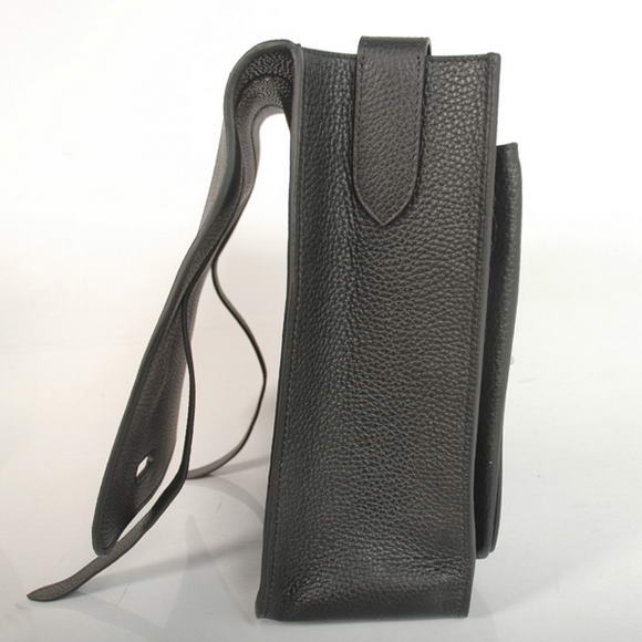 Hermes Steve 35CM Messenger Bag Clemence Leather Black Hermes Steve 35CM Messenger Bag Clemence Leather Black