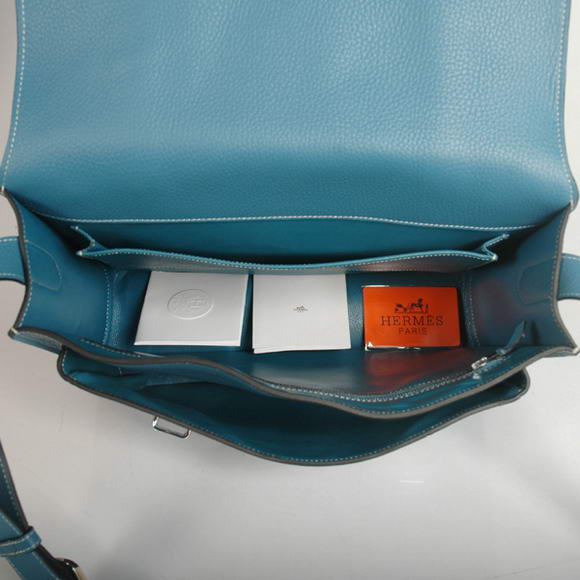 Hermes Steve 35CM Messenger Bag Clemence Leather Blue Hermes Steve 35CM Messenger Bag Clemence Leather Blue